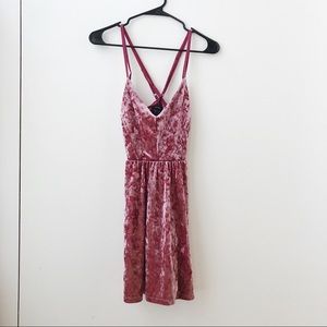 Pink Velvet Criss Cross Back Dress